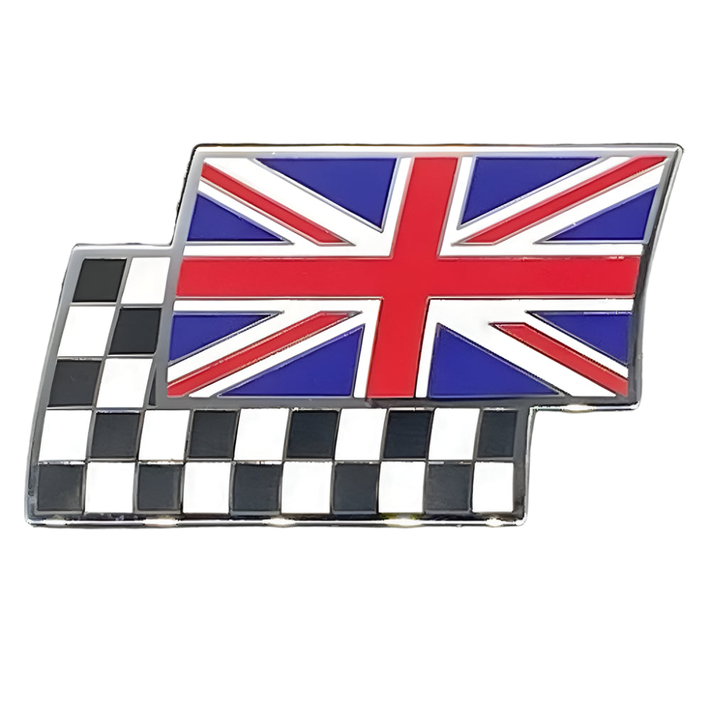 Union Flag and Chequered Flag Overlayed Pair Enamel Badge - Car Builder Solutions