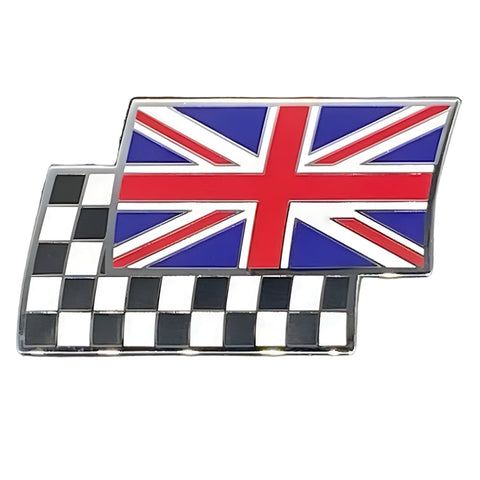 Union Flag and Chequered Flag Overlayed Pair Enamel Badge - Car Builder Solutions