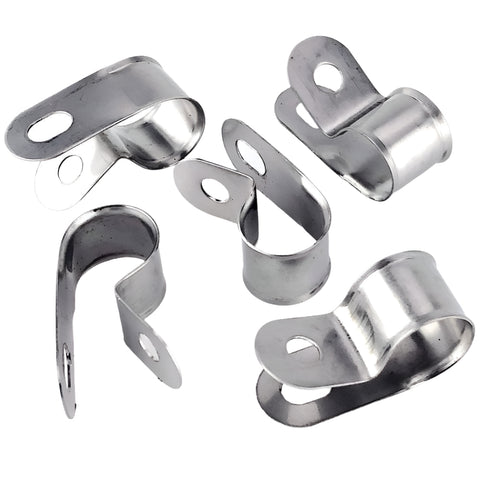 Vintage Style Unlined Wide Stainless Steel P-Clips 16mm Pack of 5 - Car Builder Solutions