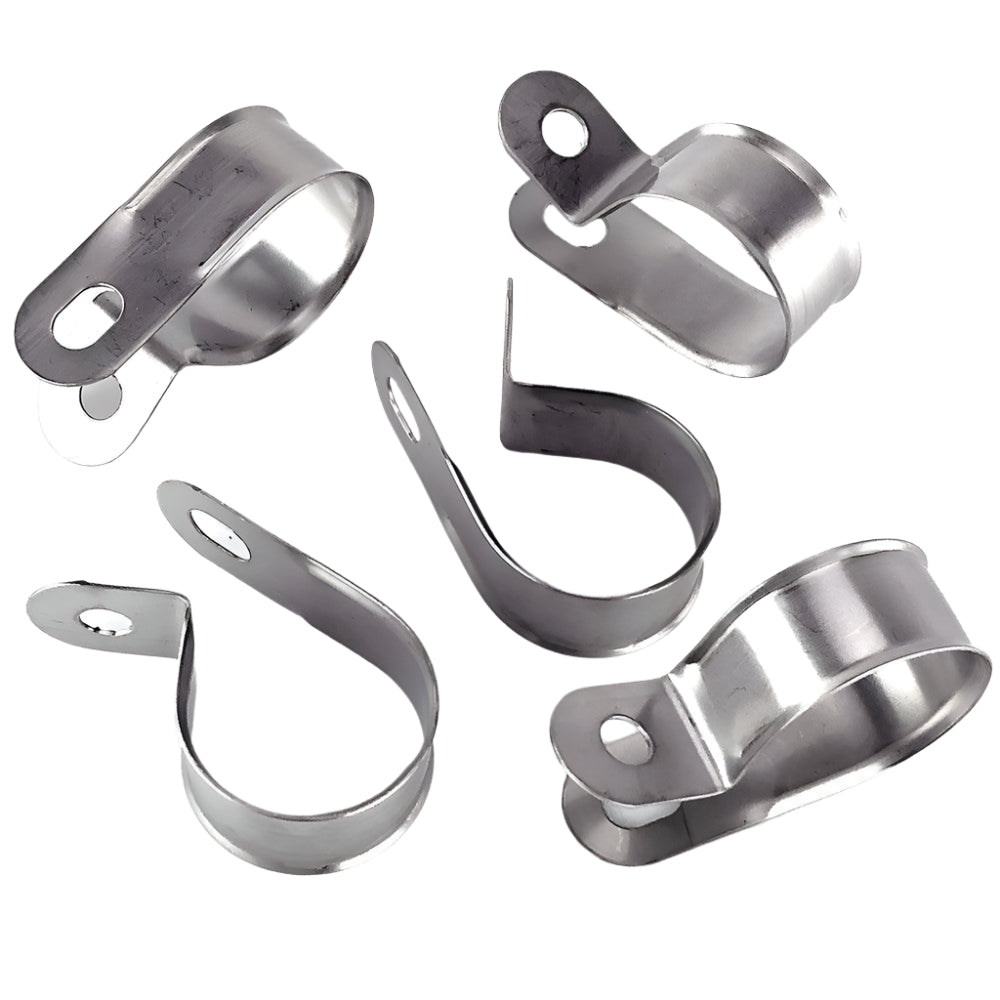 Vintage Style Unlined Wide Stainless Steel P-Clips 25mm Pack of 5 - Car Builder Solutions