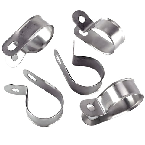 Vintage Style Unlined Wide Stainless Steel P-Clips 25mm Pack of 5 - Car Builder Solutions