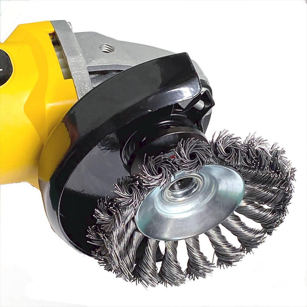 Neilsen 4-Piece Knotted Wire Cup Brush Set (75mm & 100mm) For Angle Grinders - Rust Be Gone!