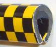 Picture of Black/Yellow Chequer U Channel Edge Trim 8mm x 5.5mm Per Metre