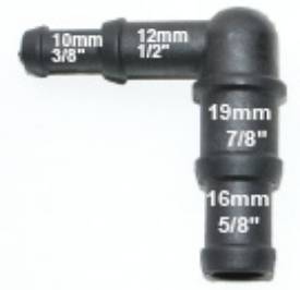 Picture of Black Nylon Stepped Elbow 10/12mm - 19/15mm