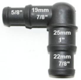 Picture of Black Nylon Stepped Elbow 16/19mm - 25/22mm