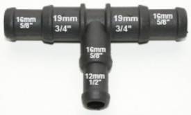 Picture of Black Nylon Stepped T Piece 19/15mm - 15/12mm