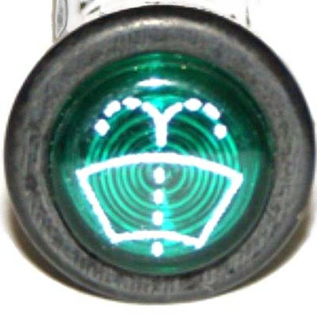 Picture of Small Black Bezel Warning Light Green Washer
