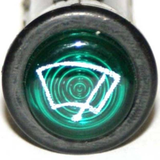 Picture of Small Black Bezel Warning Light Green Wiper