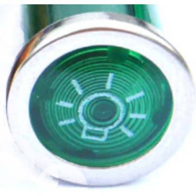 Picture of Small Chrome Bezel Lamp Warning Light Green