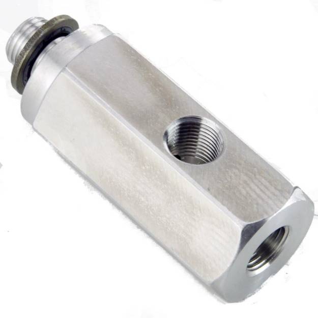 Picture of Aluminium M10 x 1mm and 1/8 NPT 3 Way 'T' Adapter