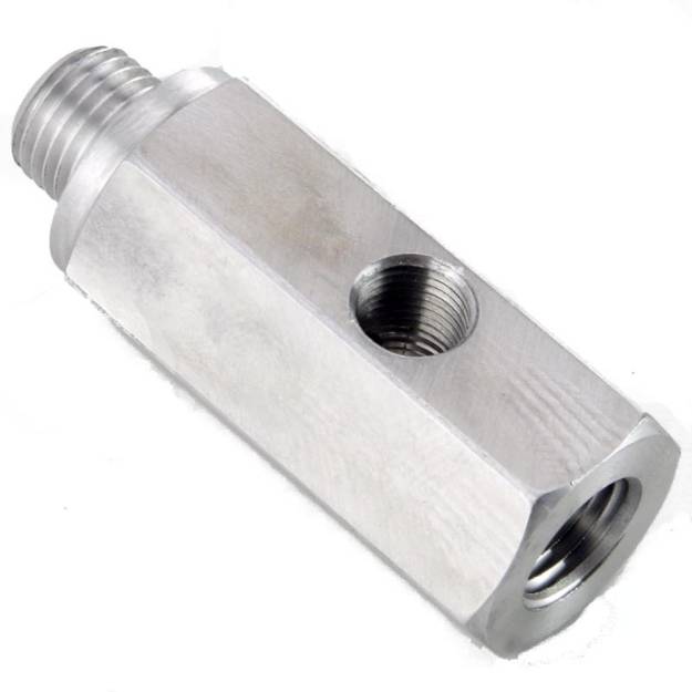 Picture of Aluminium 1/4" NPT and M10 x 1mm 3 Way 'T' Adapter