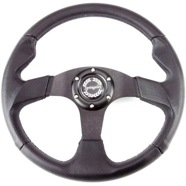 Picture of 345mm Vinyl Steering Wheel Black Anodised Aluminium