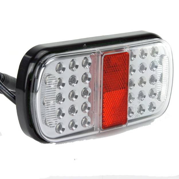 Picture of Clear Lens Rectangular LED Stop Tail Indicator Lamps With Reflector 158mm