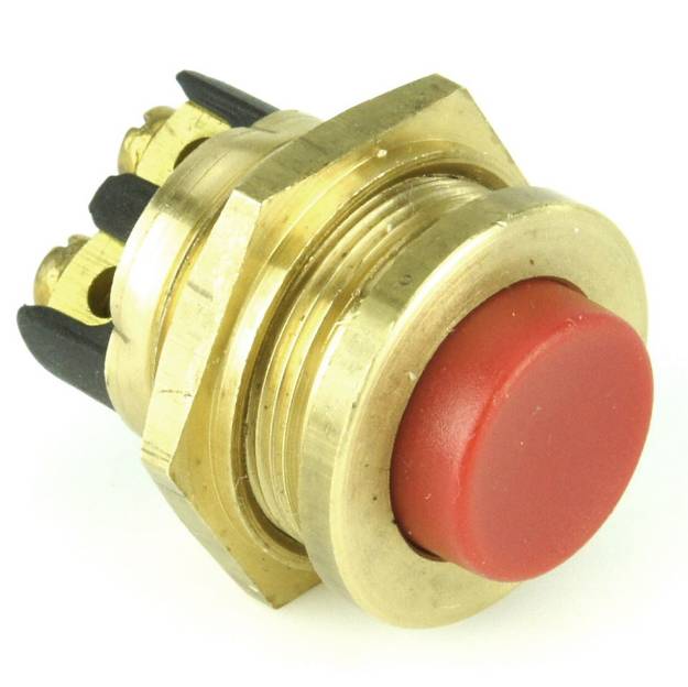 Picture of Brass Push Button Switch With Red Button