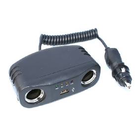 Picture of Multi Outlet 12V Power Socket With USB Black