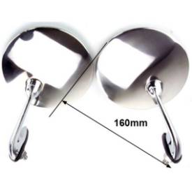 Picture of Chrome and Stainless Extended Arm Round Wing or Door Mirror 160mm Pair