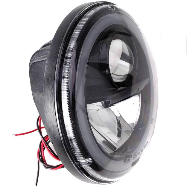 Picture of Wipac  LED Projector Style Replacement Headlamp With Halo Sidelight and Black Bezel