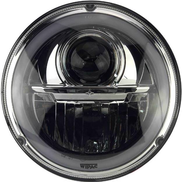 Picture of Wipac LED Projector Style Replacement Headlamp With Halo Sidelight and Chrome Bezel