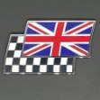 Picture of Union Flag and Chequered Flag Overlayed Pair Enamel Badge