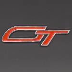 chrome-and-red-enamel-self-adhesive-script-gt-badge