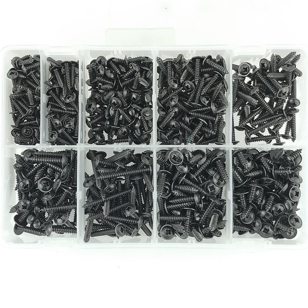 HEAD 100 BLACK FLANGED HEAD SELF TAPPING SCREWS POZIDRIVE TAPPERS MUDFLAPS TRIM 