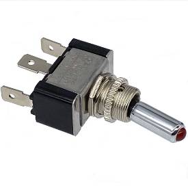 Picture of LED Illuminated Chrome Toggle Switch Red