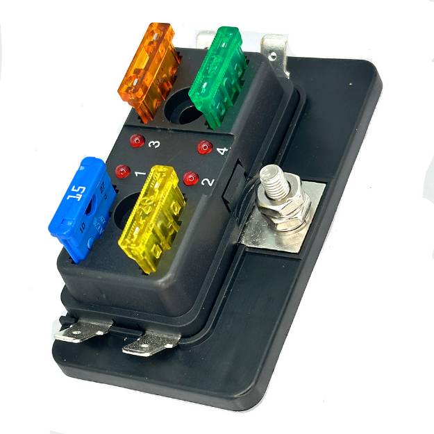 Picture of LED Indicating 4 Way Blade Fuse Box