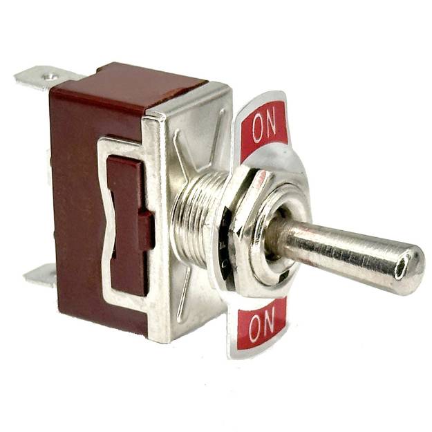 Picture of 15 Amp Chrome Toggle Switch Single Pole Spring Return Both Ways  ON-OFF-ON